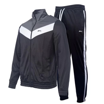 Slazenger Poly Tracksuit Mens - Black/Char/Wht