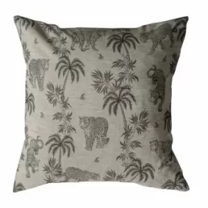 Crossland Grove Palm Leopard Cushion Grey 450x450mm