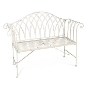 Robert Dyas Victoria 2-Seater Metal Bench - Antique White