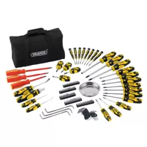 Draper Screwdriver And Bit Set With Soft Storage Bag (100 Piece) - Yellow