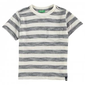 Benetton Short Sleeve Striped T-Shirt - Blue