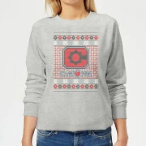DC Cyborg Knit Womens Christmas Sweatshirt - Grey - XXL