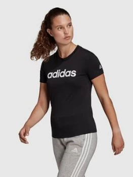 adidas Essentials Linear T-Shirt - Black/White, Size S, Women