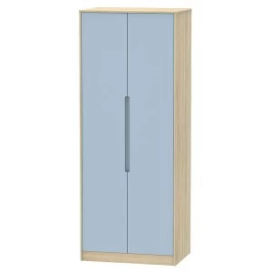 Robert Dyas Barquero Ready Assembled Tall 2-Door Wardrobe - Pine/Denim