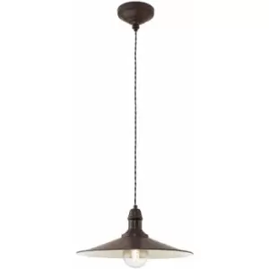 Hanging Ceiling Pendant Light Antique Brown & Beige Steel 1x 60W E27 Bulb