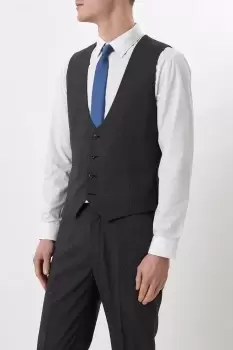 Slim Fit Charcoal Semi Plain Waistcoat