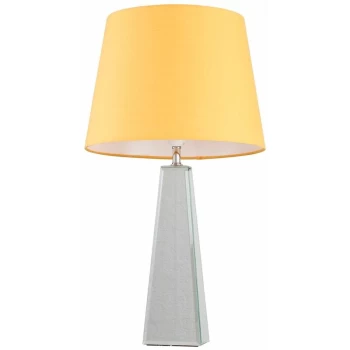 Chrome & Mirrored Table Lamp + Mustard Shade