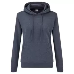 Fruit Of The Loom Ladies Lady Fit Hooded Sweatshirt / Hoodie (L) (Heather Navy)