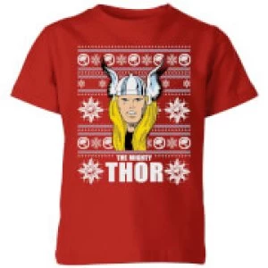 Marvel Thor Face Kids Christmas T-Shirt - Red - 9-10 Years