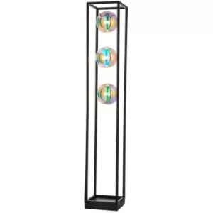 Merano Bologna Complete Floor Lamp, Matt Black, Iridescent Glass