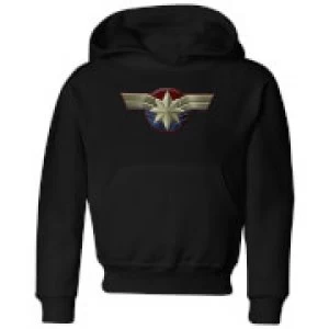 Captain Marvel Chest Emblem Kids Hoodie - Black - 3-4 Years