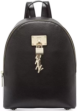 DKNY Elissa Medium Key logo Zipper Backpack - Black/Gold, Women