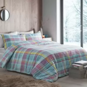 Appletree Hygge Applecross Check 100% Brushed Cotton Duvet Cover Set, Multi, King