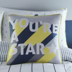 Appletree Kids You're a Star 100% Cotton Filled Cushion, Navy, 43 x 43 Cm