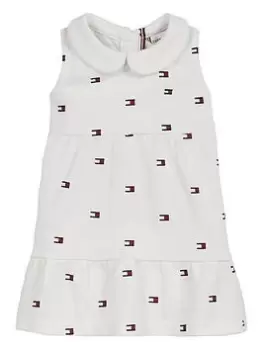 Tommy Hilfiger Baby Girls All Over Print Flag Pique Dress - White, Size 3-6 Months