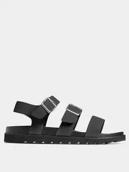 Yours Lala Buckle Footbed Sandal, Black, Size Eee, Women