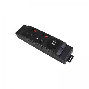 Under desk power bar 2 x UK sockets and 1 x twin USB fast charge -