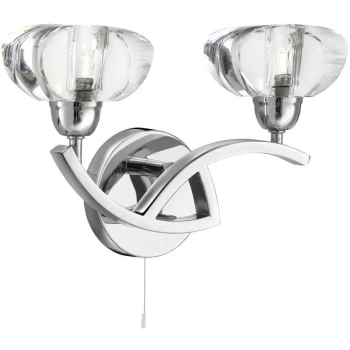 Searchlight Sculptured Ice - 2 Light Indoor Wall Light Chrome with Glass, G9