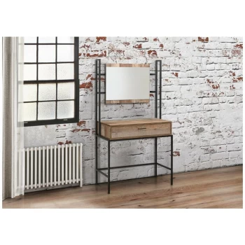 Urban Industrial Style Dressing Table and Mirror Set with Metal Frame - Birlea