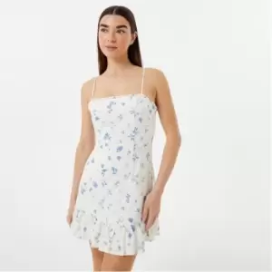 Jack Wills Polka Dot Ruffle Hem Mini Dress - White