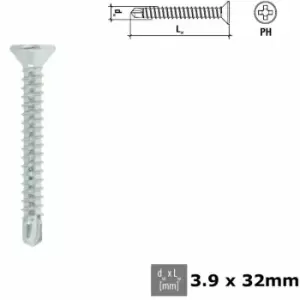 Self Tapping Screw uPVC PVC PH Head Self-drilling Galvanized - Size 3.9x32mm - Pack of 100