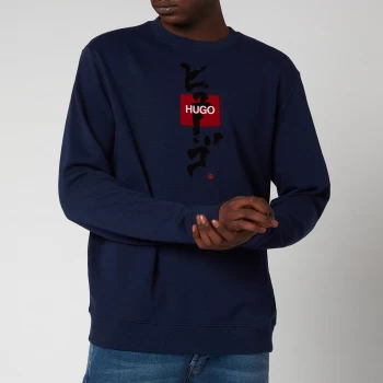 Hugo Boss Dongiri Calligraphy Logo Sweatshirt Indigo Size L Men