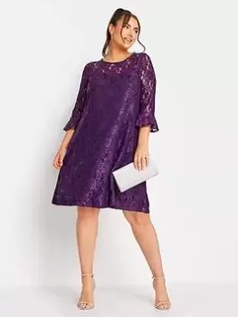 Yours Lace Swing Dress Plum, Purple, Size 26-28, Women