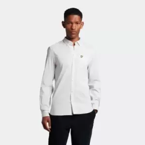 Mens Long Sleeve Slim Fit Gingham Shirt - Touchline White/ White - L