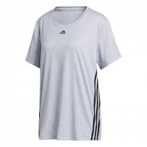 adidas Womens 3-Stripes Training T-Shirt Loose - White/Black