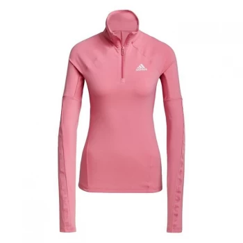 adidas AEROREADY Designed 2 Move Cotton Touch half -Zip Lon - Rose Tone