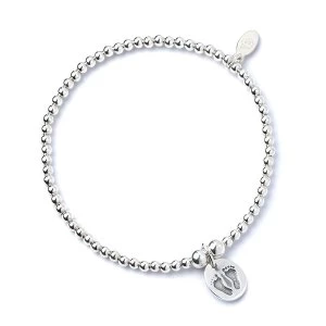 Footprints with Sterling Silver Ball Bead Bracelet