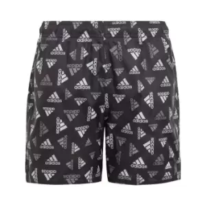 adidas Logo Print CLX Swim Shorts Kids - Black