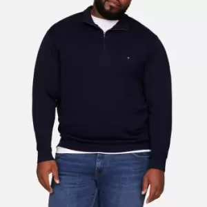 Tommy Hilfiger Mens Big & Tall Pima Organic Cotton & Cashmere Mock Zip Jumper - Desert Sky - 4XL