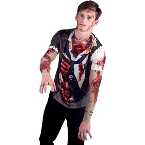 Zombie With Mesh Sleeves Costume Medium