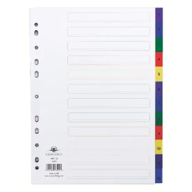 Concord Plastic Index Polypropylene 120 Micron Europunched 1-12 A4 Assorted Ref 66499