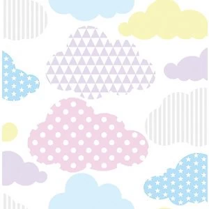 Superfresco Easy Multicolour Pastel Marshmallow Clouds Wallpaper - 10m