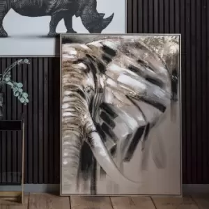 Lone Elephant Framed Canvas Brown/Black/White