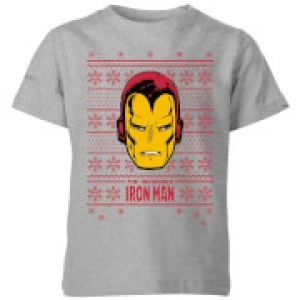 Marvel Iron Man Face Kids Christmas T-Shirt - Grey - 9-10 Years