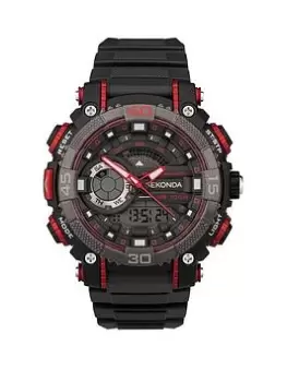 Sekonda Mens Sport Malvern Black Plastic Strap With Black Dial Ana-Digi Watch