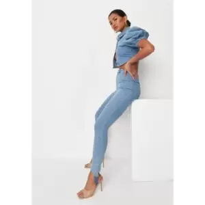 Missguided Vintage Picnic Stirrup Vice Jean Co Ord - Blue