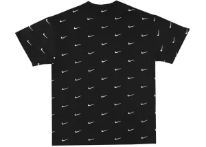 Nike Boys NSW All-Over Swoosh print T-Shirt - Black, Size XL=13-15 Years