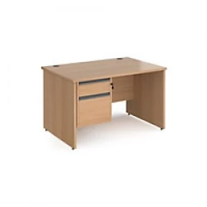 Dams International Straight Desk with Beech Coloured MFC Top and Graphite Frame Panel Legs and 2 Lockable Drawer Pedestal Contract 25 1200 x 800 x 725