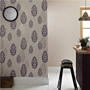 Graham and Brown Super Fresco Lucy Wallpaper - Plum