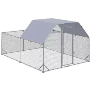 PawHut Chicken Run with Roof, Walk In Chicken Coop Outdoor for 10-12 Chickens, Hen House Duck Pen, 2.8 x 3.8 x 2 m