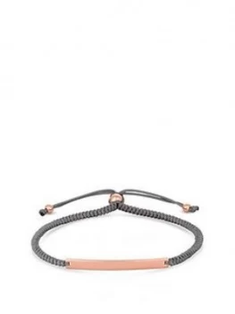 Simply Silver Rose Gold Plated Sterling Silver Personalised Engravable Bar Adjustable Grey Toggle Bracelet