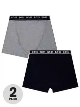 BOSS Boys Pack Of 2 Logo Boxer Shorts - Navy/Grey Marl, Navy/Grey Marl, Size Age: 10 Years