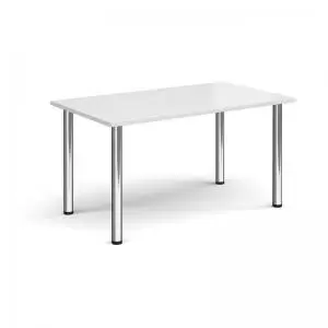 Rectangular chrome radial leg meeting table 1400mm x 800mm - white