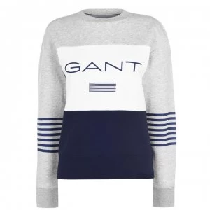 Gant Stripe Crew Neck Sweatshirt - 94 LIGHT GREY