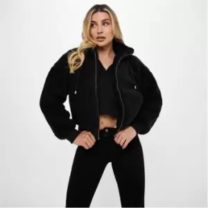 Missguided Borg Teddy Bomber Jacket - Black