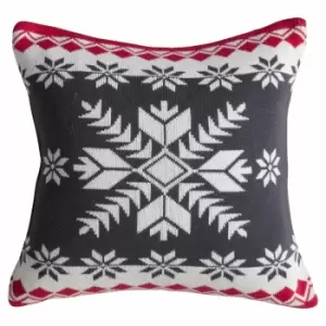 Crossland Grove Knitted Fairisle Scandi Cushion Charcoal 450x450mm